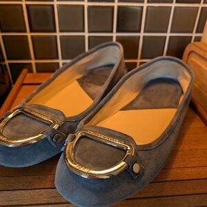 Karl Lagerfeld Paris Vavin Blue Suede Driving Loafers,9